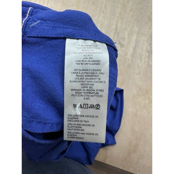 Maeve Anthropologie The Colette Pants NWTs $138 Sz 31 Linen Blend Blue Wide Leg - Picture 3 of 6